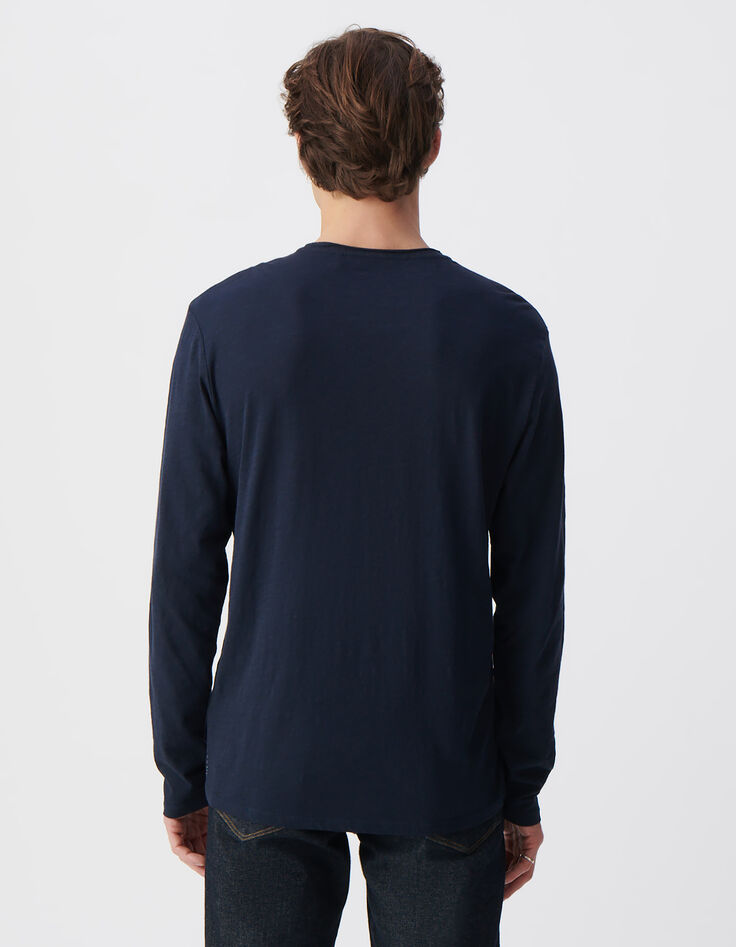 T-shirt L'Essentiel marine col rond à manches longues Homme-3