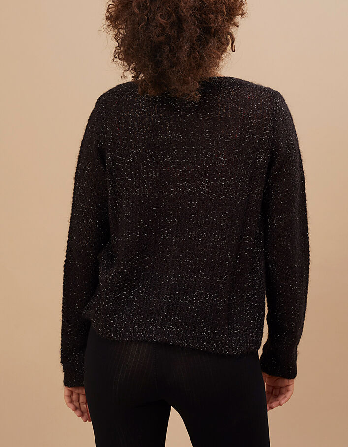 Cardigan noir lurex en tricot mohair mélangé I.Code - I.CODE