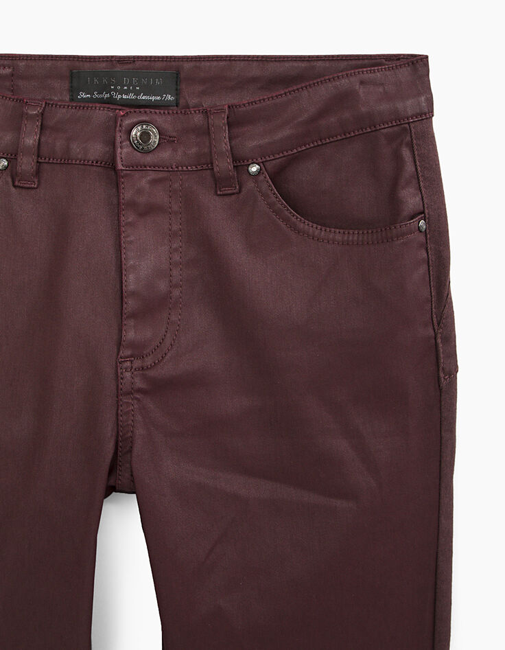 Rote Slim-Sculpt-up-Damenjeans aus beschichtetem Material-2