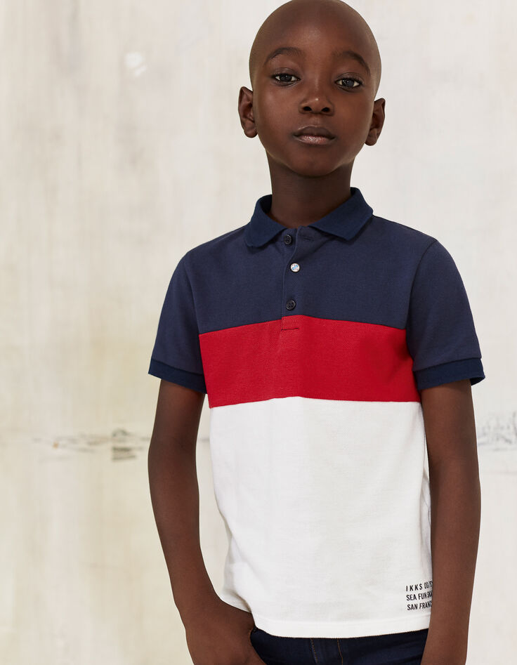 Polo tricolore broderie Sunny Vibes dos garçon-1