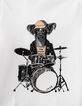 T-shirt blanc cassé bio à visuel chien-batteur garçon -2