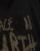Tee-shirt loose noir pailleté à message et broderie Femme-2
