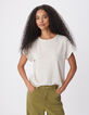 Tee-shirt dor&eacute; maille ajour&eacute;e cache-coeur dos Femme-2