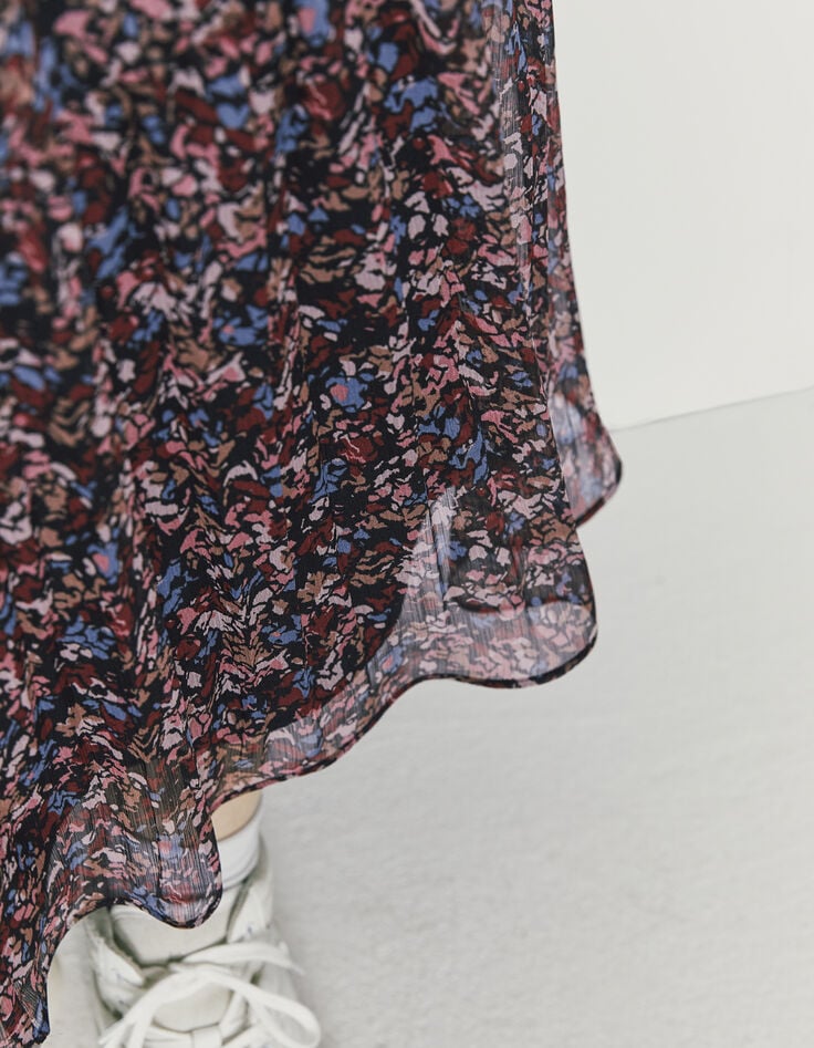 Falda larga amplia volantes floral mujer-10 Falda larga amplia volantes floral mujer-10