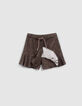 Jupe-short kaki imprimé léopard-coeurs fille-5