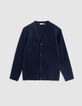 Cardigan marine en tricot encolure V Homme-7
