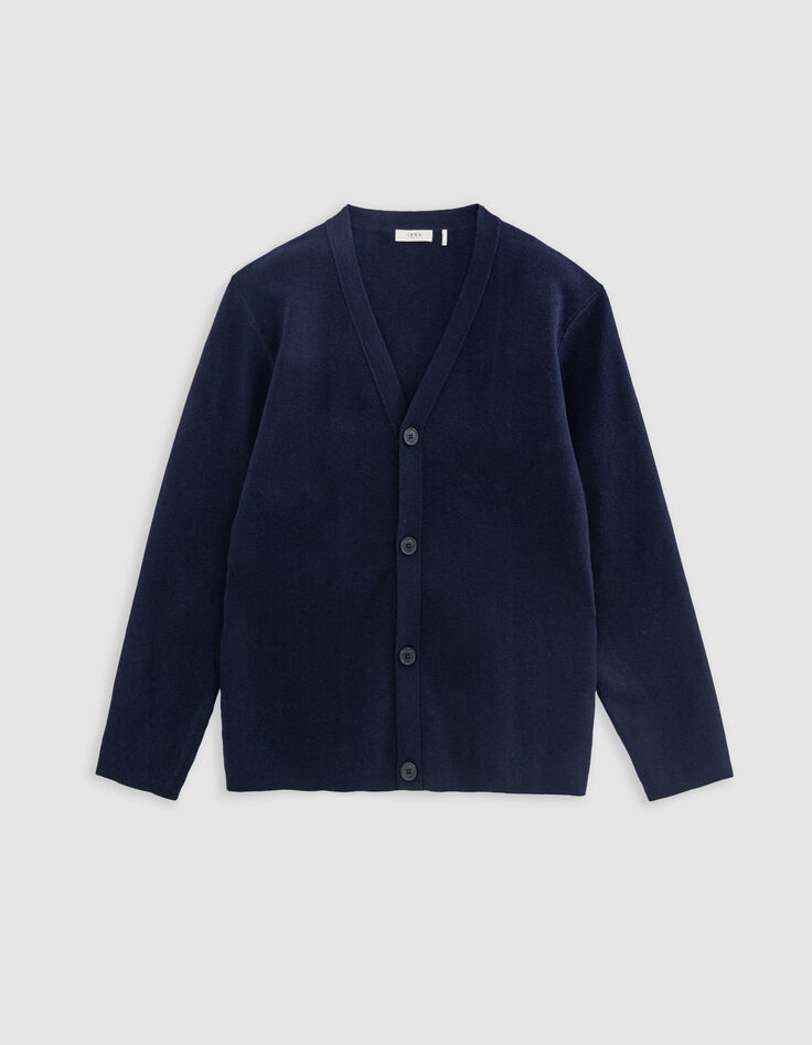 Cardigan marine en tricot encolure V Homme-7