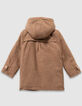 Abrigo cuadros camel pieza capucha niña-6