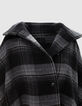 Oversized grijze geruite cape voor dames-5