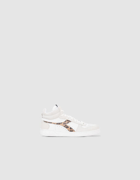 Women’s white and leopard print Diadora® trainers