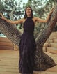 Velvety burgundy long dress with ruffles Women-2