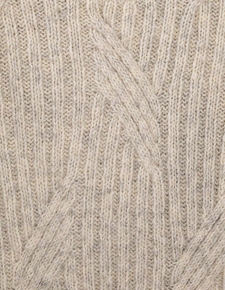 Men’s ivory textured knit high neck sweater-6 Men’s ivory textured knit high neck sweater-6