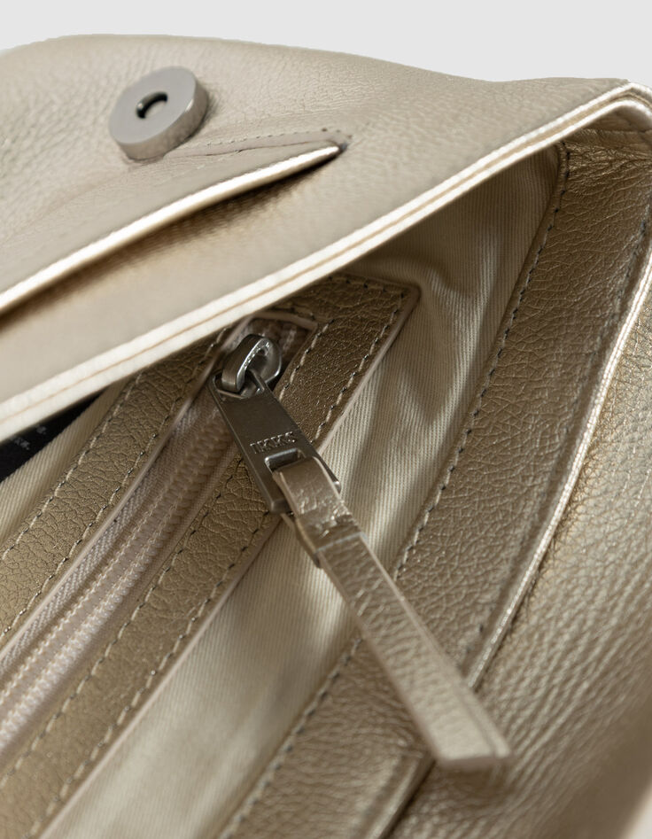 Sac pochette dor&eacute; cuir m&eacute;tallis&eacute; Femme-5
