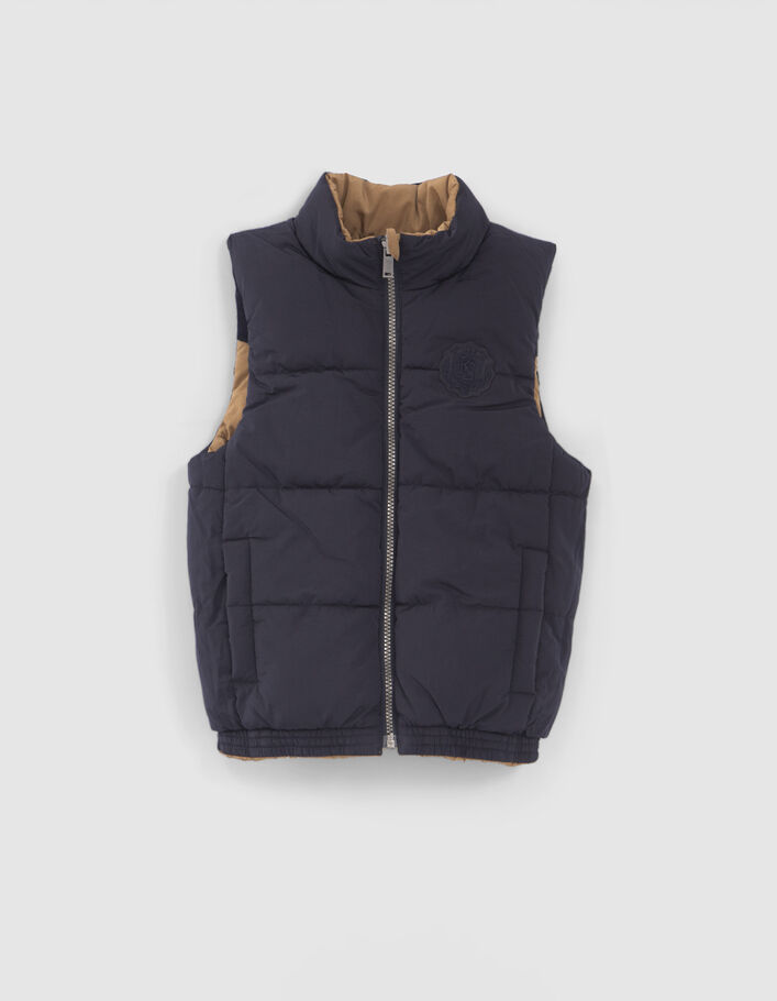 Omkeerbare bodywarmer camel en marine jongens-6