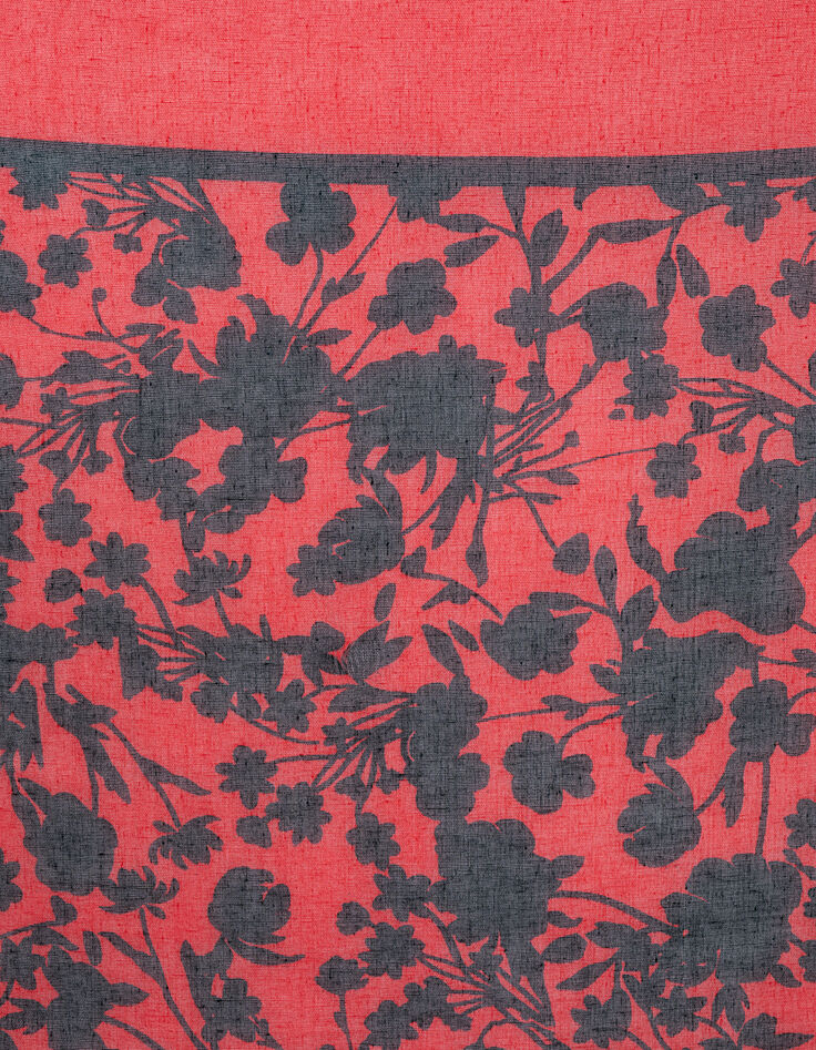 Women’s red floral rock print fine scarf-3 Women’s red floral rock print fine scarf-3