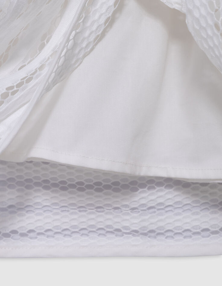 Robe patineuse blanche rayures ajourées dentelle fille-8