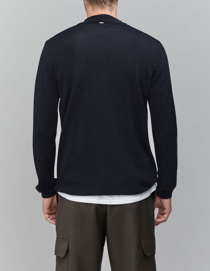 Men's navy mock-neck sweater-3