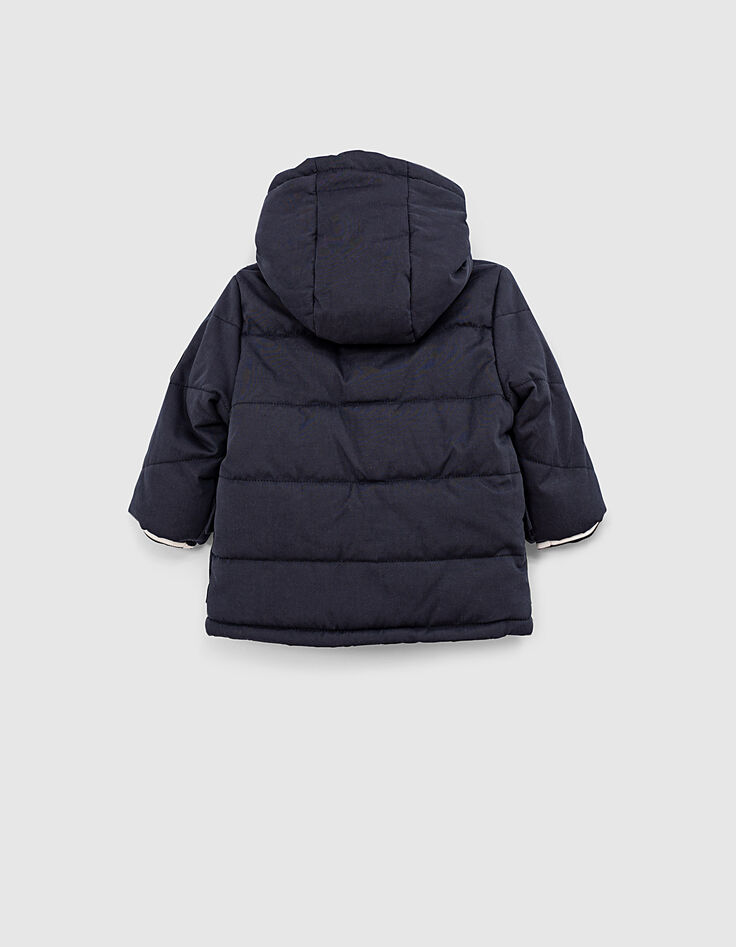 Parka navy à capuche garnissage recyclé bébé garçon -3
