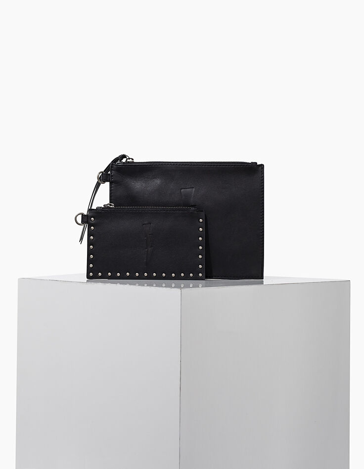 El dúo de bolsas de cuero negro visual de la mujer flash-1
