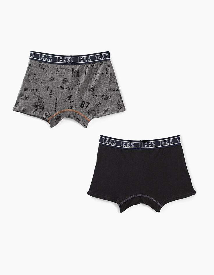 Bóxers liso y granito jaspeado estampado niño -3