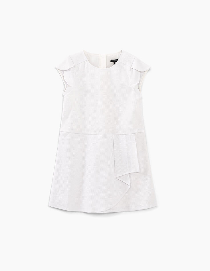 Girls’ optic white honeycomb dress-1 Girls’ optic white honeycomb dress-1