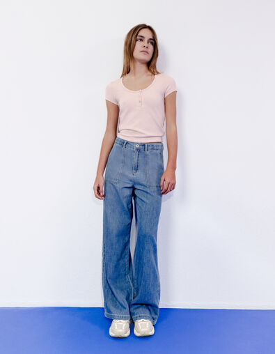 Roze T-shirt honingraattricot meisjes - IKKS