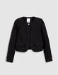 Veste carr&eacute;e noire effet tweed Femme-7