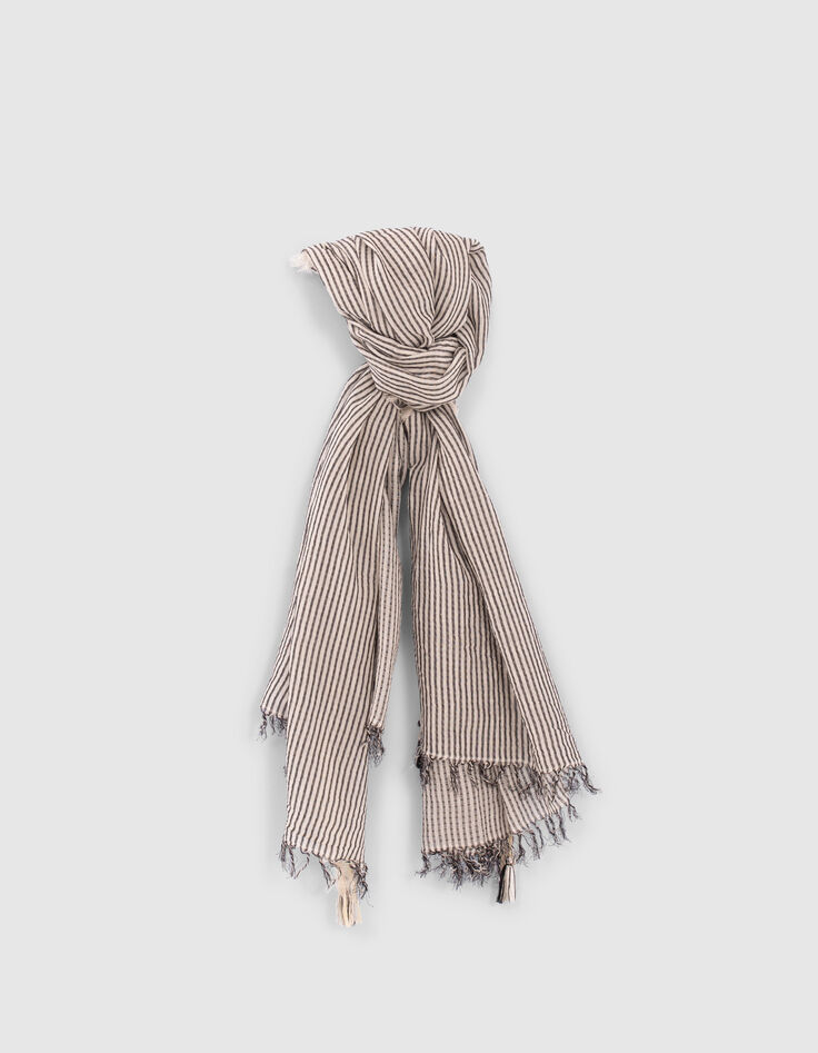 Women&rsquo;s scarf with black thin stripes-1