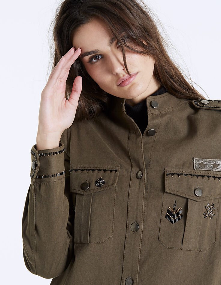 Parka saharienne broderies bijoux femme-5