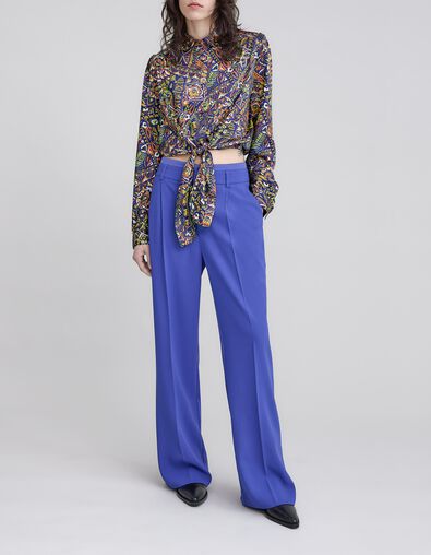 Camiseta azul de poliéster reciclado con gráfico étnico - IKKS