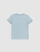 Grünes Jungen-T-Shirt mit Reliefstreifen-4