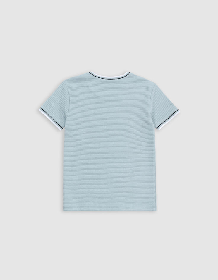 Grünes Jungen-T-Shirt mit Reliefstreifen-4