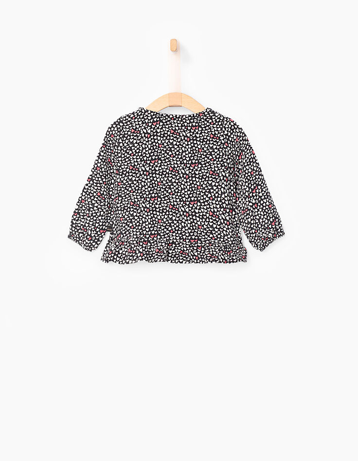 Blouse noire à imprimé cœurs bébé fille-2