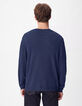 Marineblauwe herentrui met V-hals, 100% wol-4