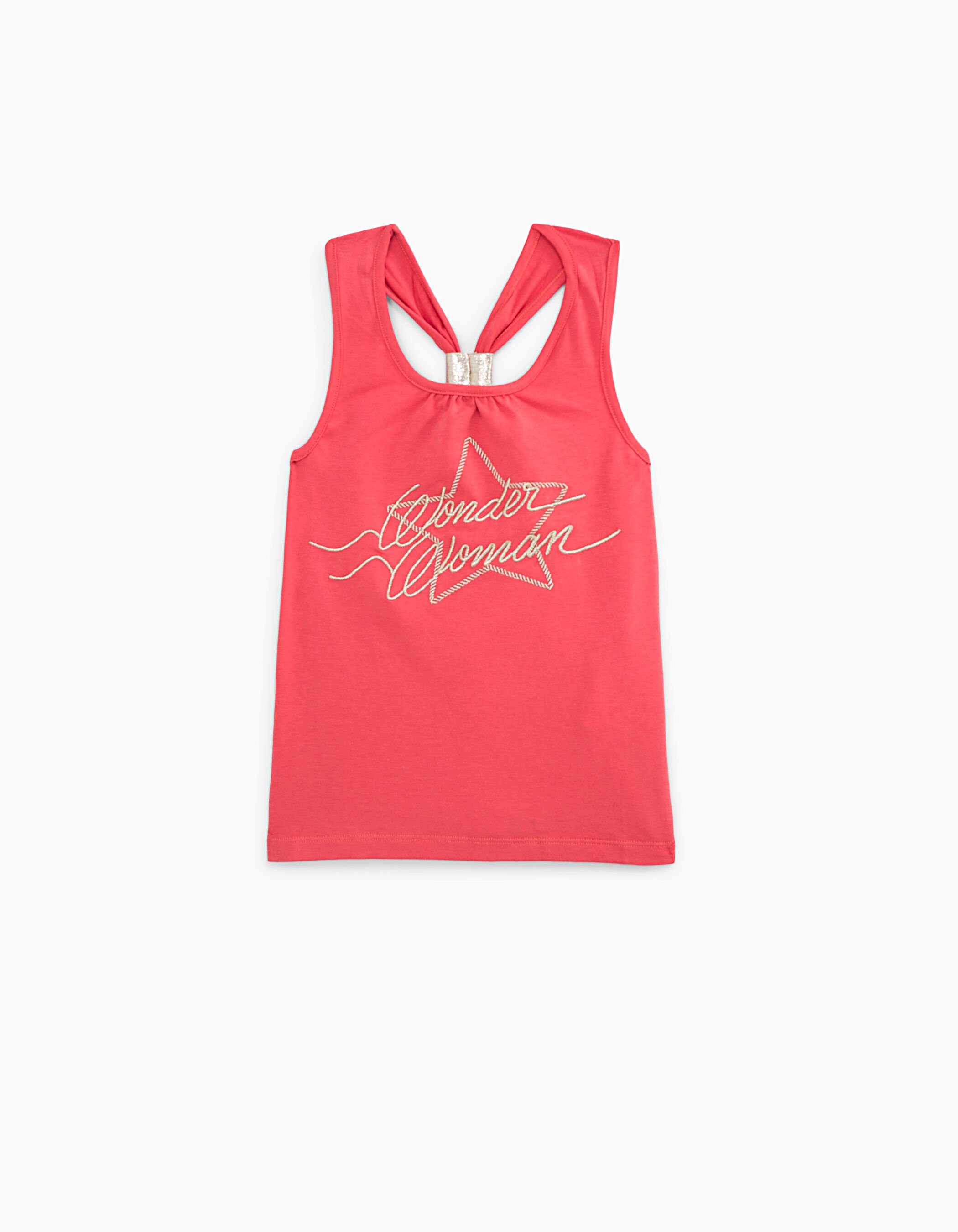 D bardeur orange fonc brod Wonder Woman fille