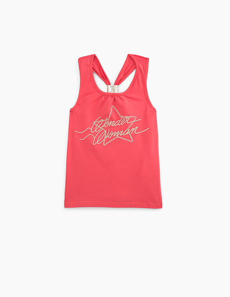 Girls’ dark orange Wonder Woman embroidered vest top-1