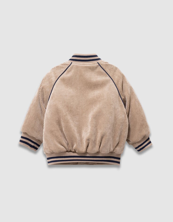 Boys’ beige corduroy varsity-style jacket-3 Boys’ beige corduroy varsity-style jacket-3