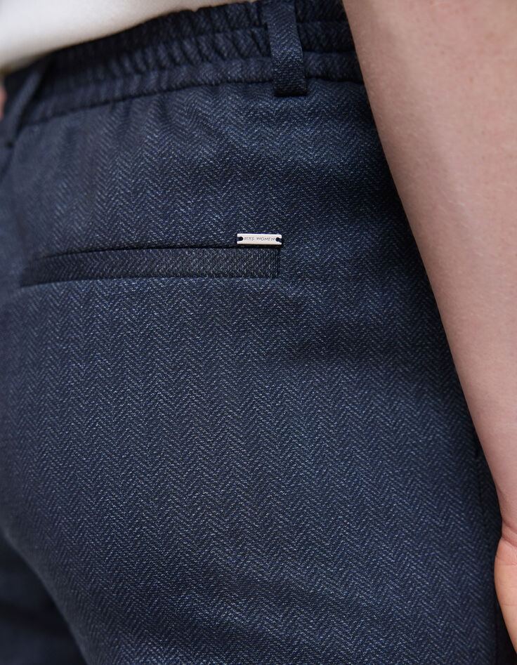 Anzughose 7/8 navy mit Fischgr&auml;tmuster f&uuml;r Damen-5