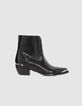 Women’s black leather boots with metal bars-1