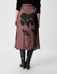 Mujer maxi falda midi floral burdeos-3