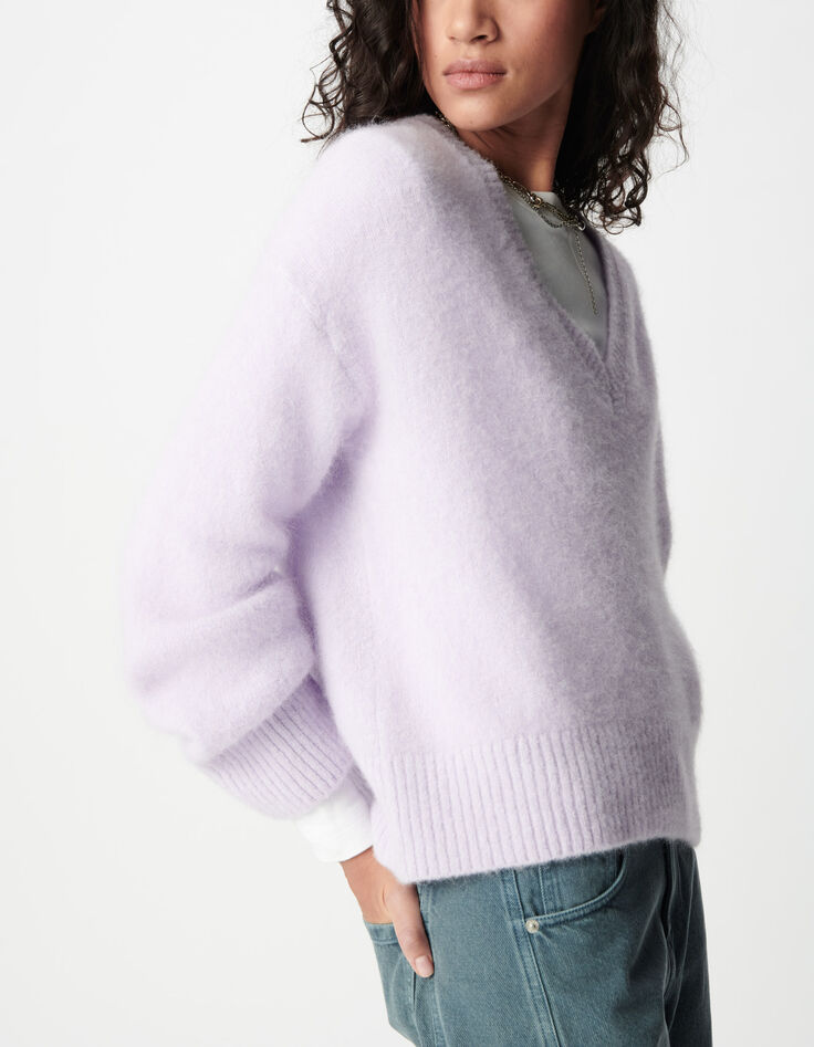Lilac oversized V-neck sweater Woman-6