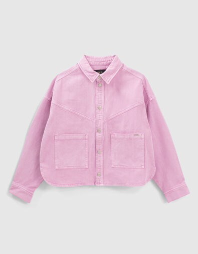 Girls&rsquo; violet denim cropped overshirt jacket - IKKS