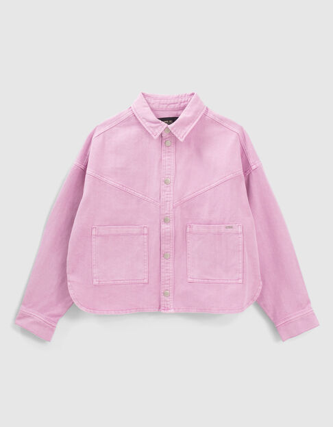 Girls’ violet denim cropped overshirt jacket - IKKS
