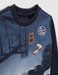 Sweat marine visuel buildings et badges garçon-2
