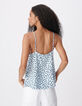 Top caraco fines bretelles bleu motif pois Femme-4