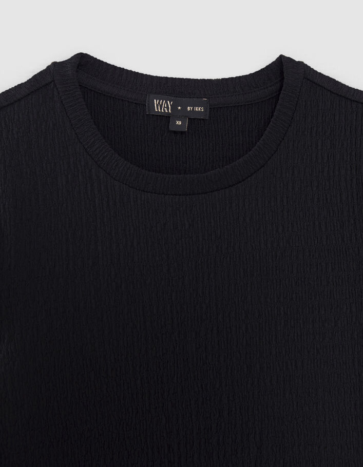 T-shirt noir cropped élastique damier fille - IKKS