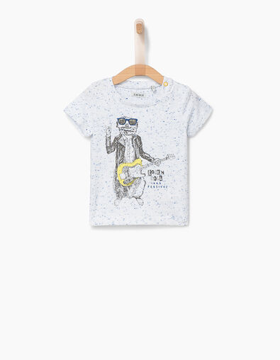Wit T-shirt met stokstaartje voor babyjongens  - IKKS