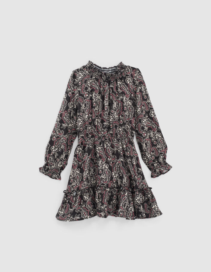 Girls’ black Paisley print dress - IKKS