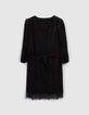 Robe noire jacquard motif pois optiques Femme-5