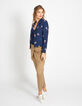 Veste courte de costume marine imprimé floral I.Code-6